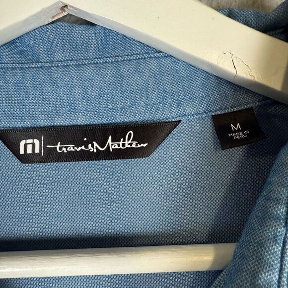 Travis Mathew Mens Size Medium Embroidered Polo Golf Shirt Blue Short Sleeve - Picture 3 of 8